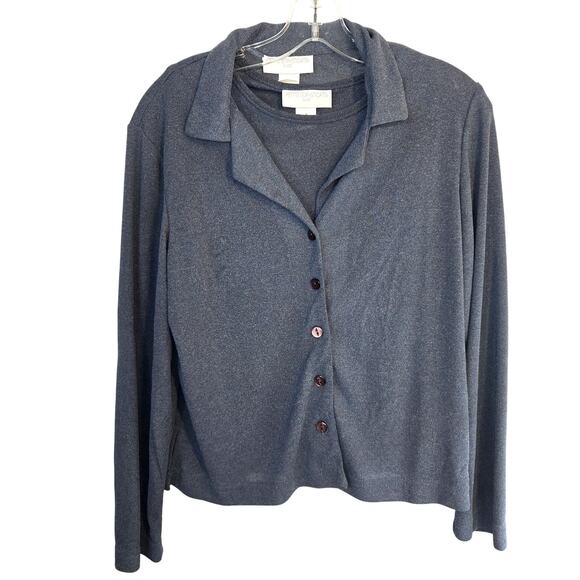 Petite Sophisticate PM Women's Blue Two Piece Top Shirt Blazer Size 8 10 Jacket - Picture 1 of 5